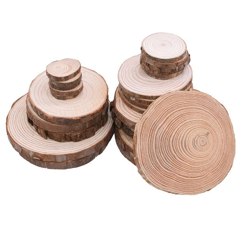 Dia. 3-12cm Natural Wood Slices Unfinished Craft Wood Wooden Circles for Arts and Crafts Christmas Ornament Party DIY Supplies