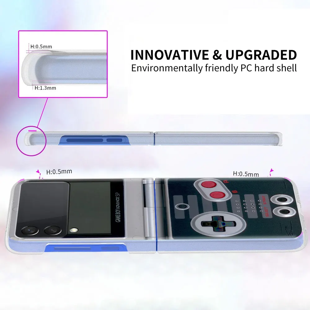 Clear Hard Case for Samsung Z Flip3 5G Phone Cover for Galaxy Z Flip 3 Shockproof Hard Capa For ZFlip 3 Gameboy Circuit samsung galaxy z flip 3 5g case