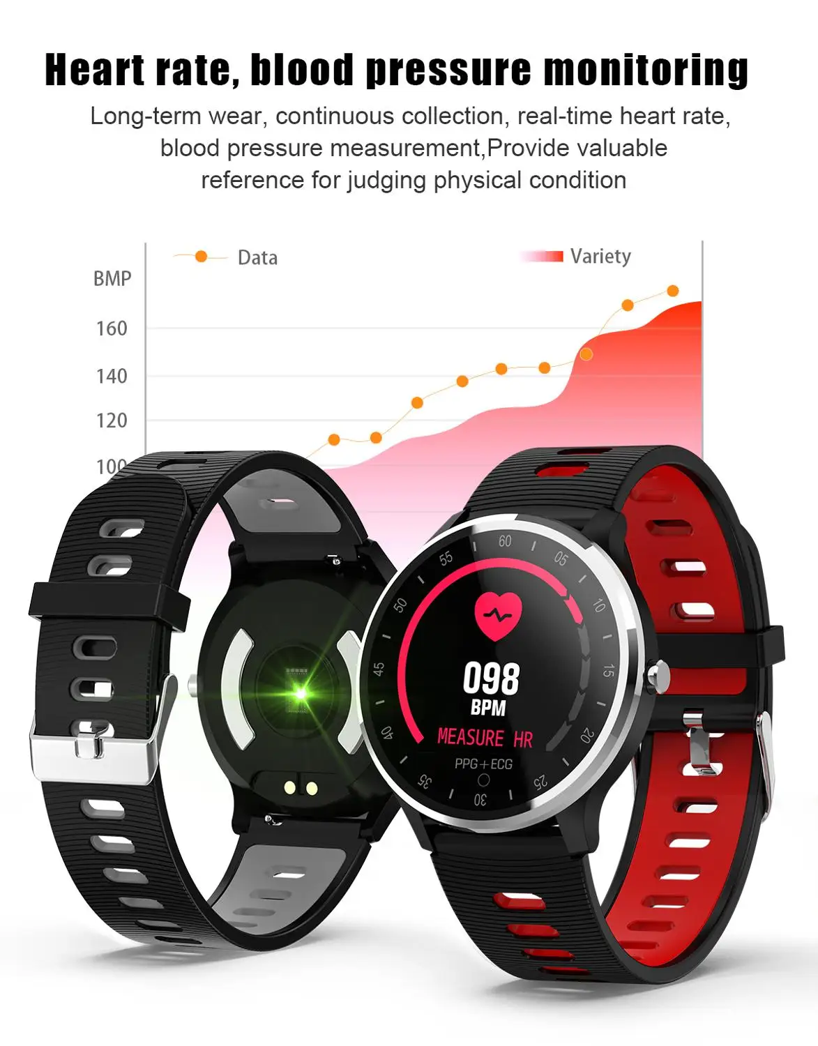 A9 Smart Watch Bracelet IP67 Waterproof ECG PPG Heart Rate Blood Pressure Reminder Display Smartband Fitness Wristband PK B57
