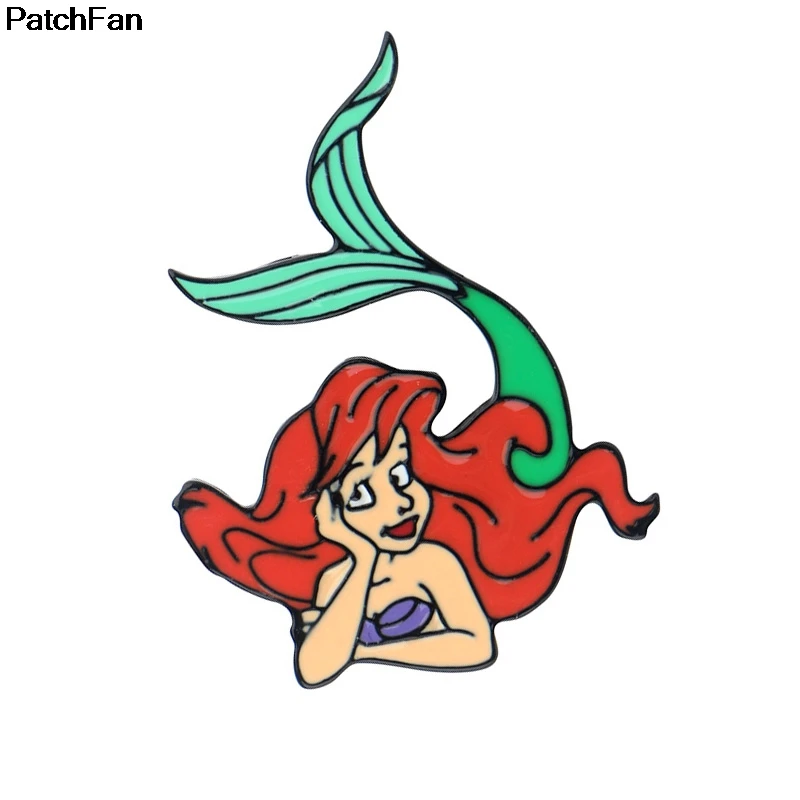 Patchfan Русалка цинк галстук мультфильм забавные булавки броши для рюкзака, одежды для мужчин женщин шляпа Декоративные значки медали для девочек A2477