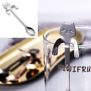 Stainless steel cat coffee spoon 1