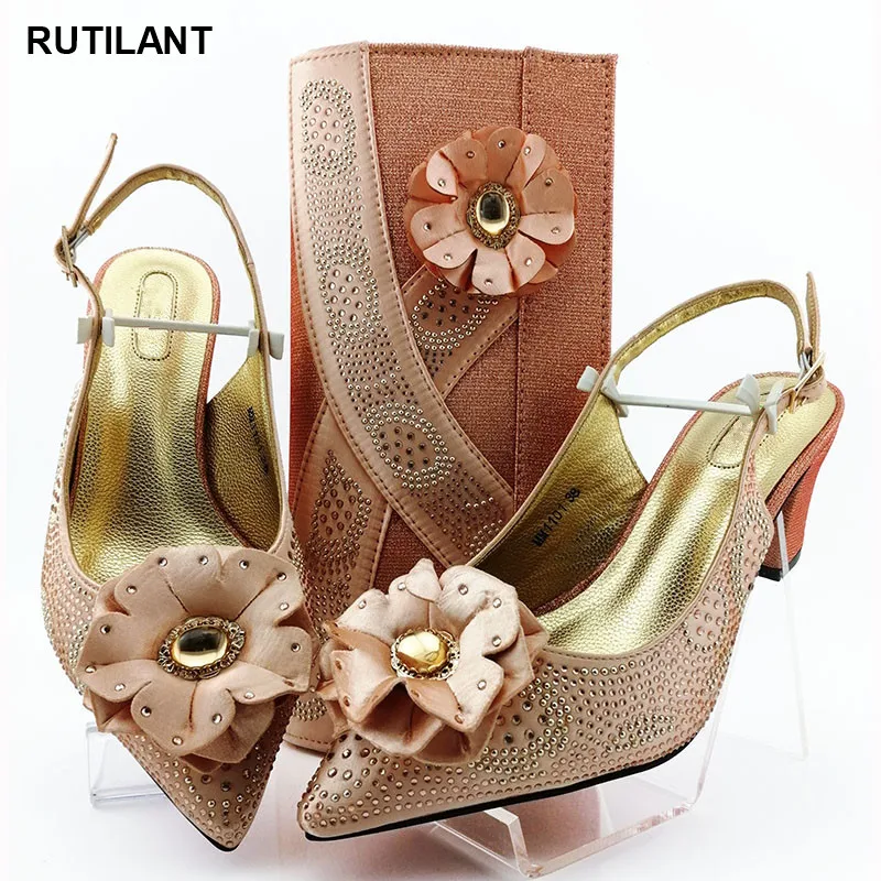 

Latest Nigerian Party Shoes and Bag Set Italian Matching Shoe and Bag Set for Party Parties High Quality African Wedding Shoes