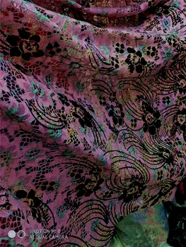 

chantilly dark pink lace Fabric Peach Color Tulle Mesh Polyester Fabric Paisley Lace New Design French Mesh Lace with glitter