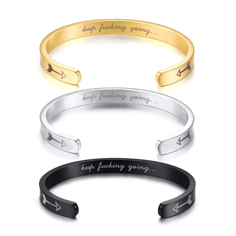 

Inspirational Bracelet Keep Going Bracelet Gift For Women Girl Letter Bracelet Gold Color Friendship Inspirational Cuff Bangle