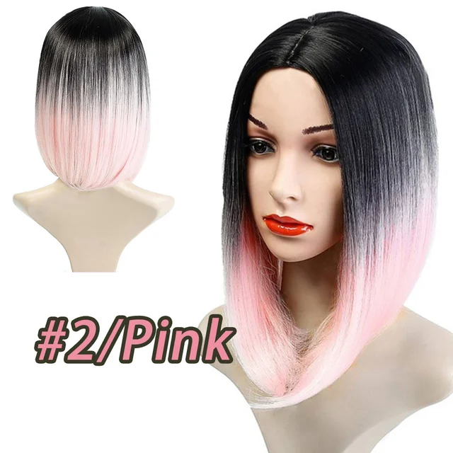 AIYEE Short Straight Brazilian Wig Synthetic Middle Part Hair Wigs Full Head for Black Women Heat Resistant Wig for Women Light Pink