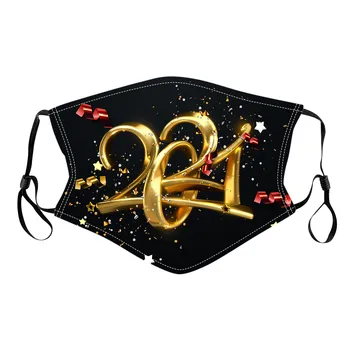 

2021 Happy New Years Print Mouth Caps Unisex Adult Reusable Face Mask Washable Pollution Cover Face Masks Protective Mondkapjes
