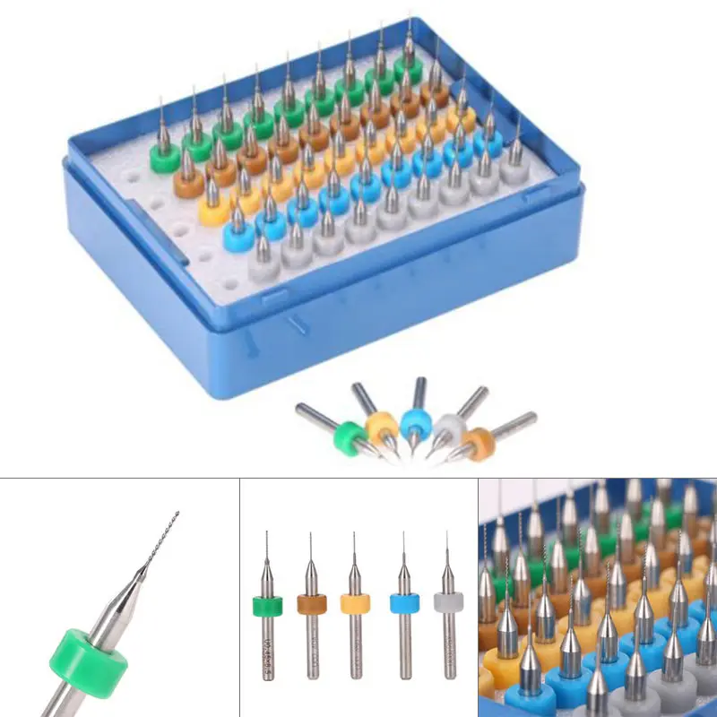 DWZ 50Pcs/Set Tungsten Steel HSS Carbide Micro PCB Drill Bits 0.25mm to 0.45mm Q1I0