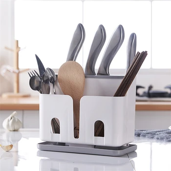 

REMARKABLY Knife Holder Forks Drain Holder Tableware Drain Rack Plastic Kitchen Knife Storage Chopsticks Cage Kitchen Organizer