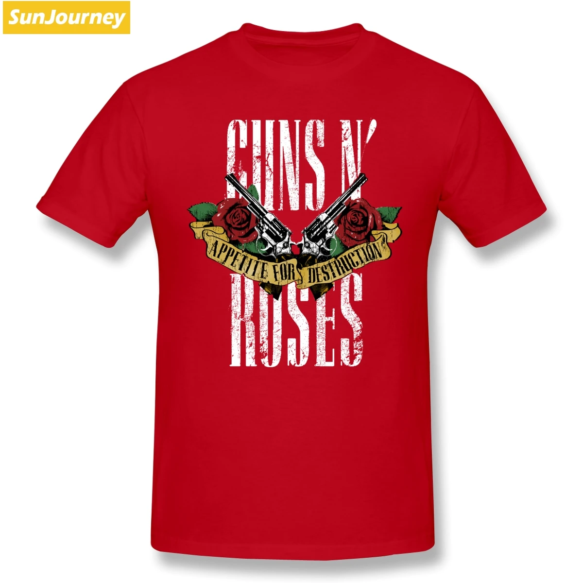 Harajuku guns N Roses Мужская футболка из хлопка с коротким рукавом на заказ Homme - Цвет: Красный