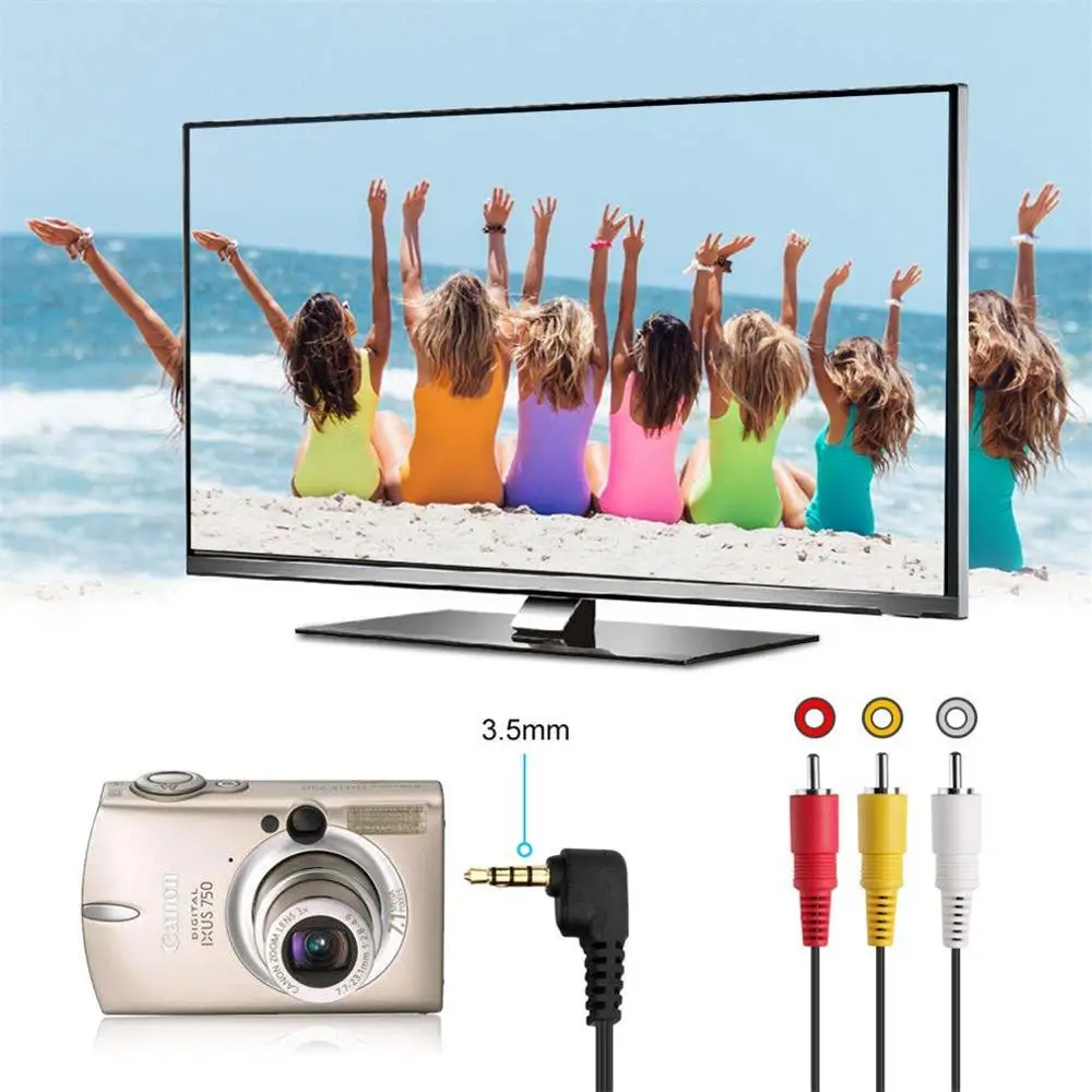 3,5 мм к RCA AV видеокамера Видео кабель, 4 фута штекер Стерео Аудио Видео AUX кабель для Canon AVC-DC300 G6 G7 G9 A620 A610