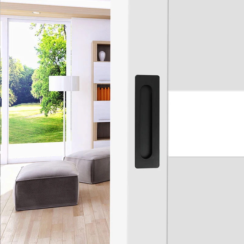 

Black Aluminium alloy Barn wood sliding entry doors invisible hidden handles for interior door knobs and door Handle black