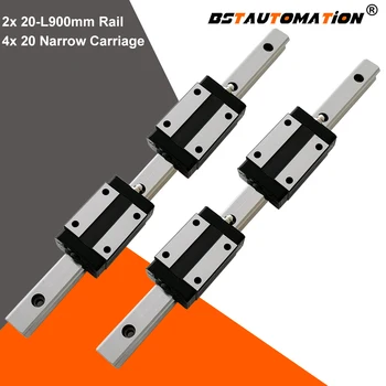 

20mm Square Linear Guide 20mm L 900mm rail +4pcs BLH20N Narrow Linear Carriage Block HGR20 HGH20CA HSR20 for CNC X Y Z Axis