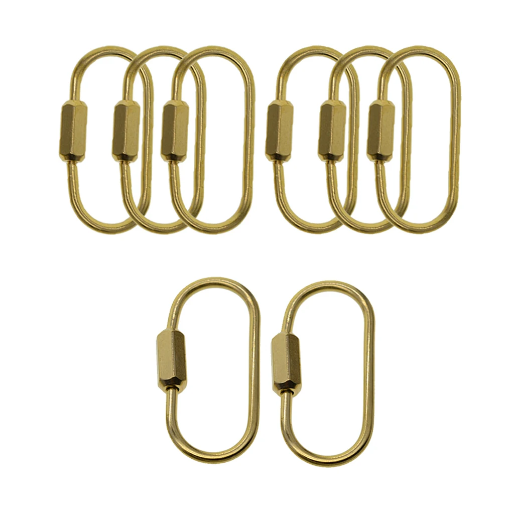 2/6x Brass Carabiner Clip Screw Lock Keychain Key Rings Hiking DIY Accessory