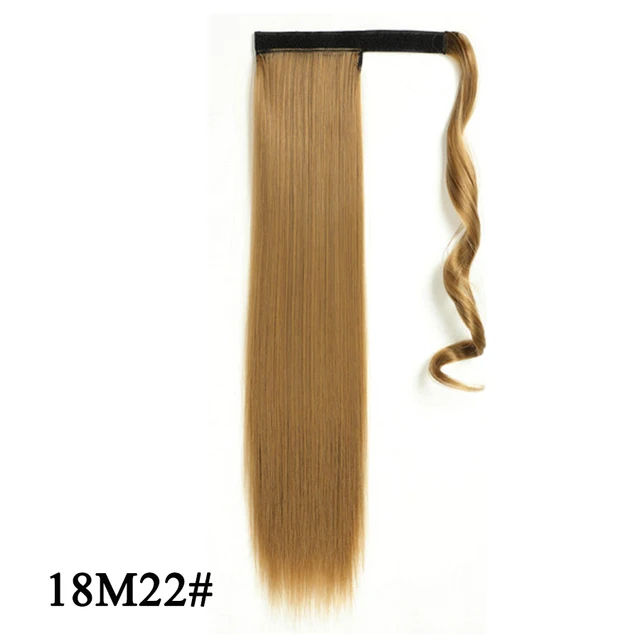 Leeons 20'' Synthetic Ponytail Hair pieces Heat Resistant Fiber Straight Ribbon Clip In Hair Extension 21 colors Brown Black 18m22