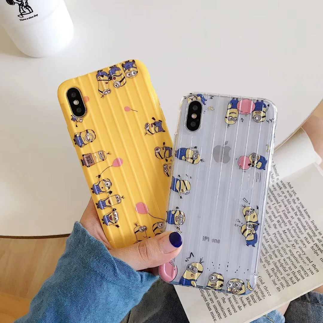 Funny new cartoon cute travel box small yellow man phone case for iPhone XS MAX XR X 8 7 6S Plus soft TPU security cover Fundas |