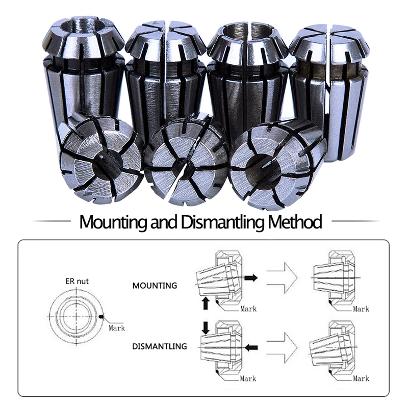 7 шт. 1-7 мм ER11 цанговый патрон держатель инструмента пружинная цанга Для гравировального станка с ЧПУ и фрезерного токарного станка