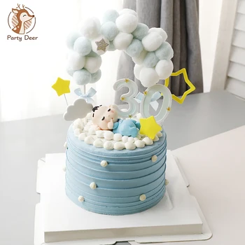 

Baby boy girl 1st 100 days Birthday Decorations With Sleep Baby Caly Cake Topper Birthday Party Supplies Cake Love Gifts