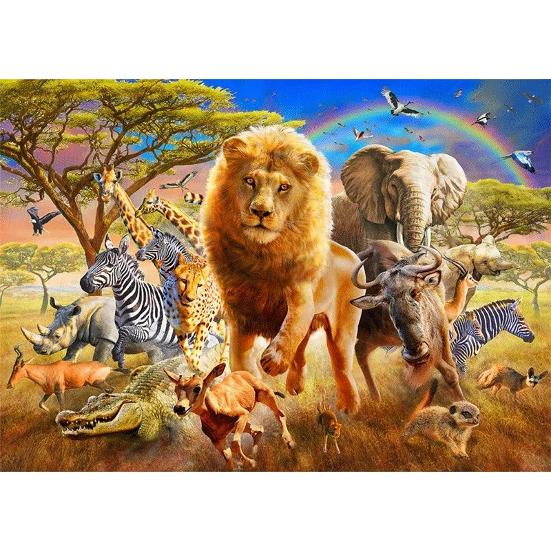 5D алмазная живопись полный квадрат/Круглый Алмаз африканская Саванна животное
