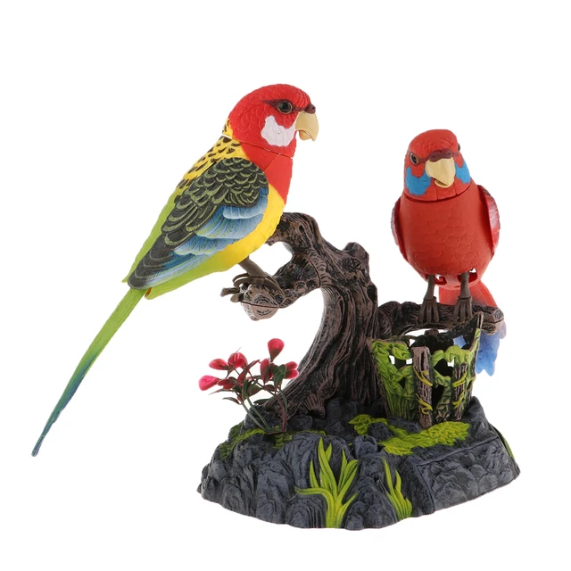 Electric Battery Operated Birds Toys Simulated Induction Sound Control Voice-Activated Talking Parrots Moving Pets 4