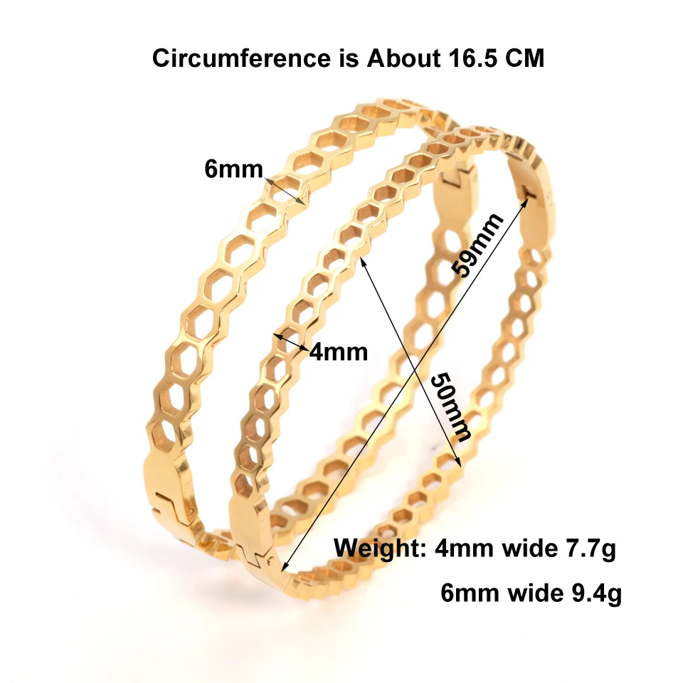 New High Quality Beehive Shaped Design 18 K Stainless Steel Bracelets For Women Popular Minimalist Bangles Gold Color Jewelry 3
