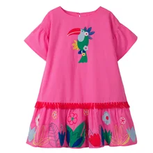 Платье для девочек, халат платье принцессы для девочек, костюм коллекция года, летние детские платья с единорогом одежда для маленьких девочек с аппликацией в виде животных, для детей возрастом от 2 до 7 лет