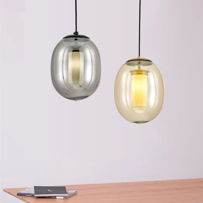 

Postmodern Living Room Creative Led Pendant Lamp Restaurant Bedroom Cafe Bar Counter Lamp LED G9 Bulbs Glass Decoration Light