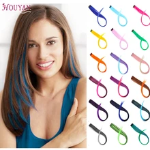 Синтетические длинные прямые накладные волосы на заколках для наращивания, цвета радуги, черного, белого цвета, для женщин, HOUYAN