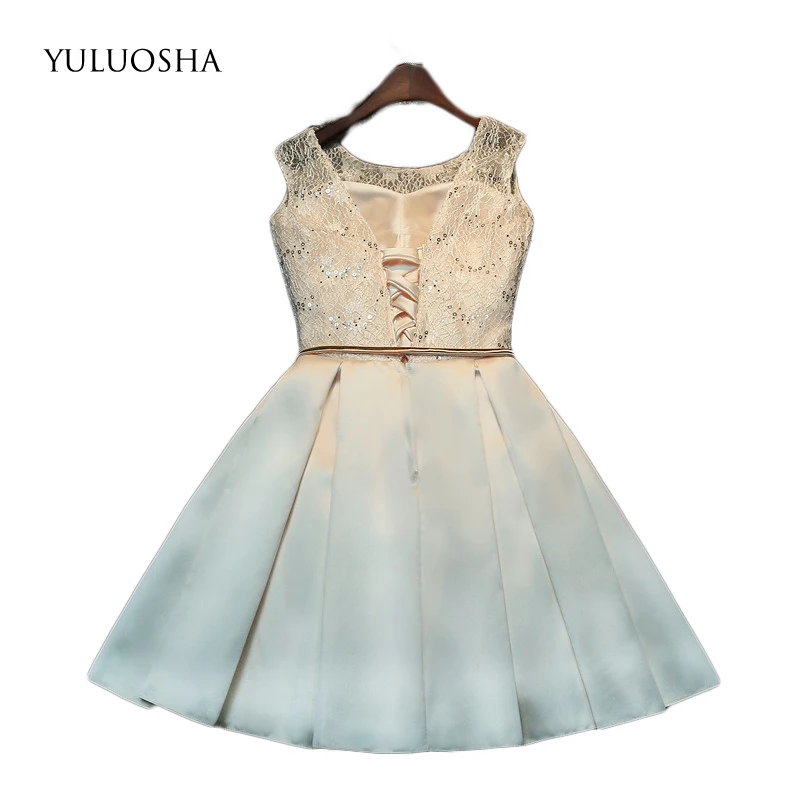 YULUOSHA короткое платье подружки невесты женское атласное кружевное вечернее