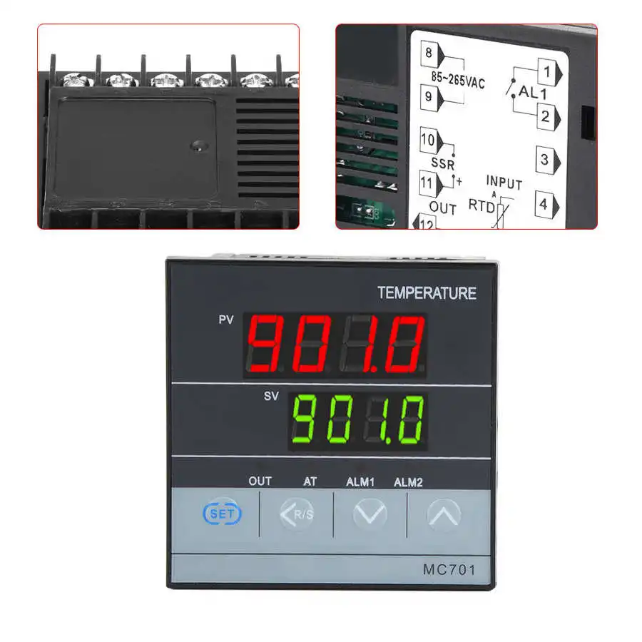 MC701 85 265 в цифровой PID регулятор температуры K Тип PT100 датчик Входное реле/SSR