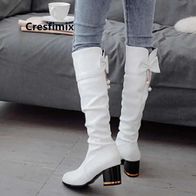 Botas femininas/женские модные ботинки из искусственной кожи черного цвета красивые женские офисные осенние высокие ботинки белого цвета женские повседневные коричневые ботинки G6053