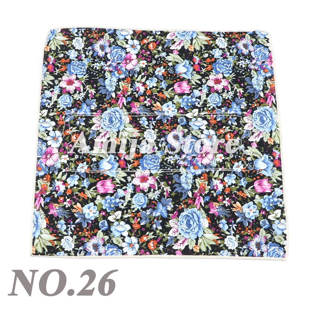 New Floral Pocket Square Gift Set Handkerchief 100% Cotton Hankie Printing Women&Men Casual Party Gift Tuxedo Bow Tie Accessory