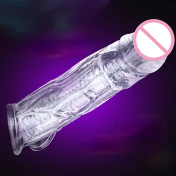 Male Dildos Condom Delay Ejaculation Reusable Penis Sleeve Male Enlargement Dick Extender Sex Toys for Men Enhancer Penis Ring 3