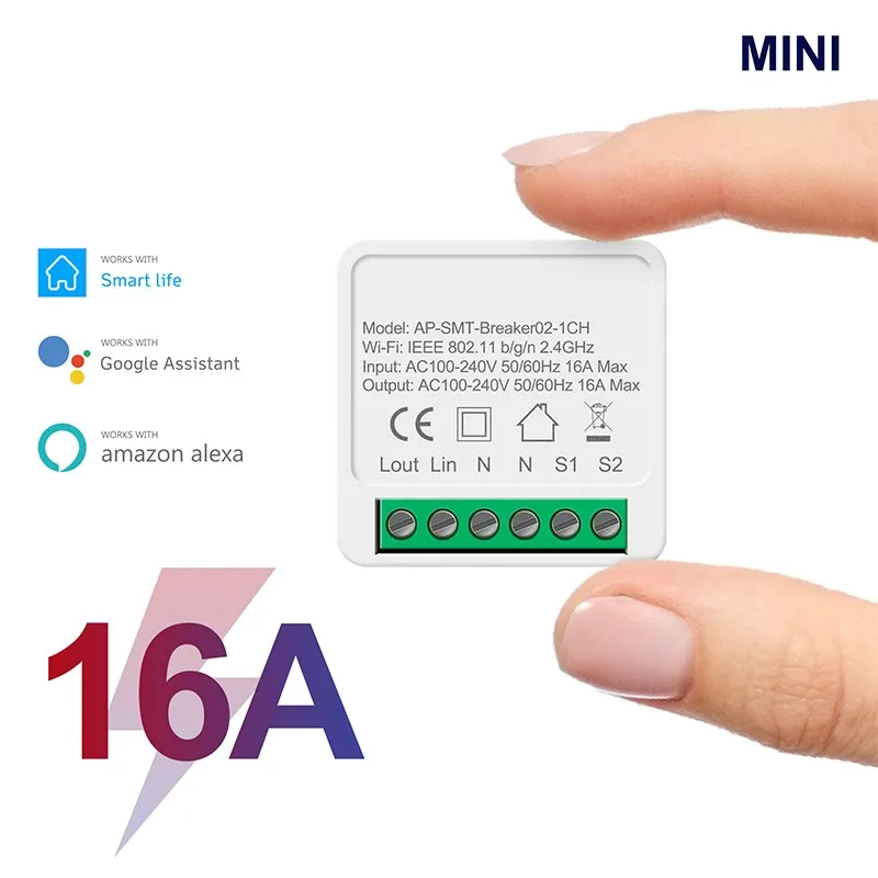

New 16A Mini Smart Wifi Switch Support 2 Way Control Smart Home Switches Modifier Works with Alexa Google Home Smart Life App
