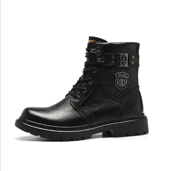 

2019 New Brand Leather Ankle Boots Autumn Winter Men's Boots Fashion Motorcycle Boots Outdoor Working Snow Boots Men Shoes