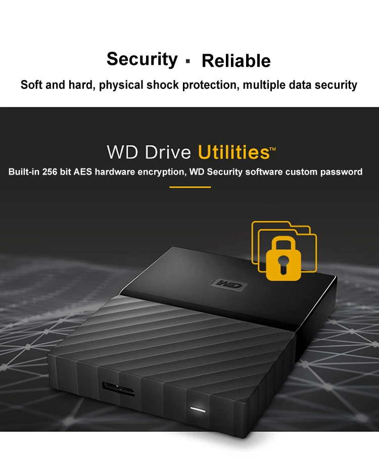 Western Digital My Passport HDD 1 ТБ 2 ТБ USB 3,0 портативный внешний жесткий диск 4 ТБ с кабелем HDD Windows Mac