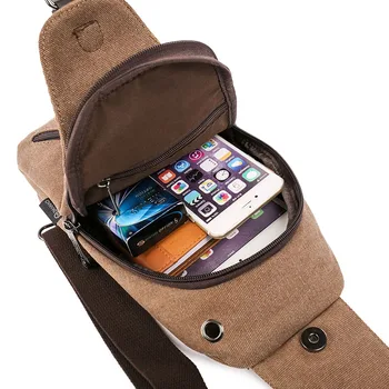 

Men Chest Bag Canvas Diagonal Package Large-Volume-Style Men's Bag Fashion Mobile Phone Bag