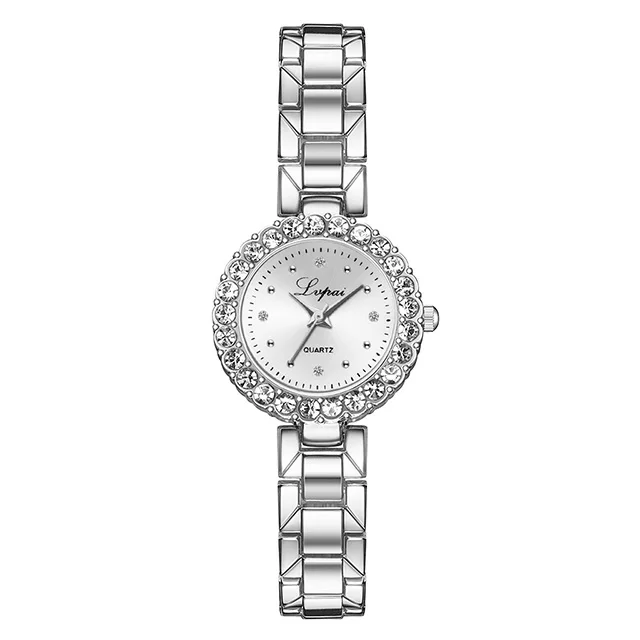 Романтические женские часы с бриллиантами, браслет, набор, Полный Кристалл, серебро, сталь, ремень, часы, женский подарок, браслет, роскошные бриллиантовые зеркальные часы - Цвет: silver