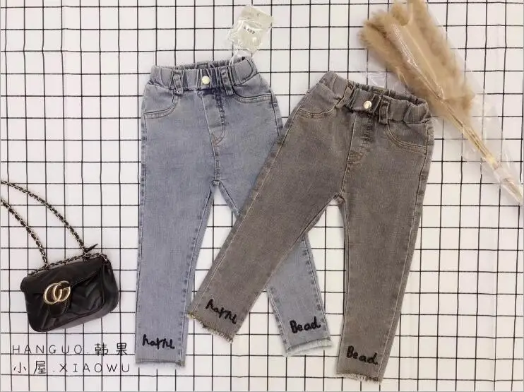 new wholesale girls denim pants fashion spring kids girls jean pants 2-7t