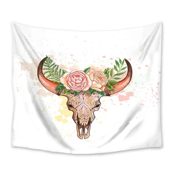 

Lamb Bone Antlers Flower Tapestry Wall Hanging Polyester Home Bedroom Decor Bedspread Beach Mat Blanket Yoga Mat Dorm Decor