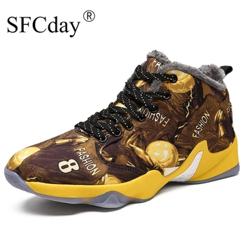 

New 2019 Autumn and Winter Plus Velvet Warm Basketball Shoes Non-slip Wear-resistant Shoes Outdoor Men's Sports Shoes