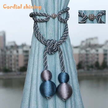 

Cordial Shining Living Room Curtain Straps Colorful Polyester Fleece Two-Color Ball Simplicity Pendant Home Curtain Decoration