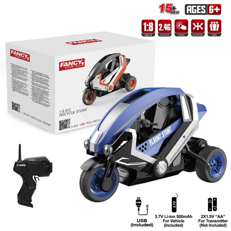 Controle Remoto Stunt RC Car para Crianças, Motocicleta Elétrica, Motocicleta de Corrida, Cool Light, Brinquedos para Meninos, Presentes, 1:8, 2.4G