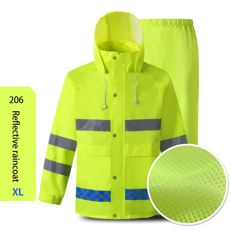Зимняя одежда с длинными рукавами, плащ-дождевик Светоотражающие Предупреждение от холода водонепроницаемый светоотражающий безопасный жакет дождь брюки - Цвет: 206 XL Quick dry
