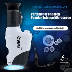 Microscope biologique portatif, Kit de jouets, Led 100x, laboratoire, école à domicile, culture éducative, cadeau d'anniversaire pour enfant 