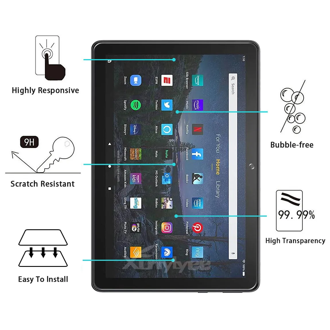 for Amazon Fire HD 10 2021 Screen Protector, Tablet Protective Film for Amazon Fire HD 10 Plus 2021 Tempered Glass