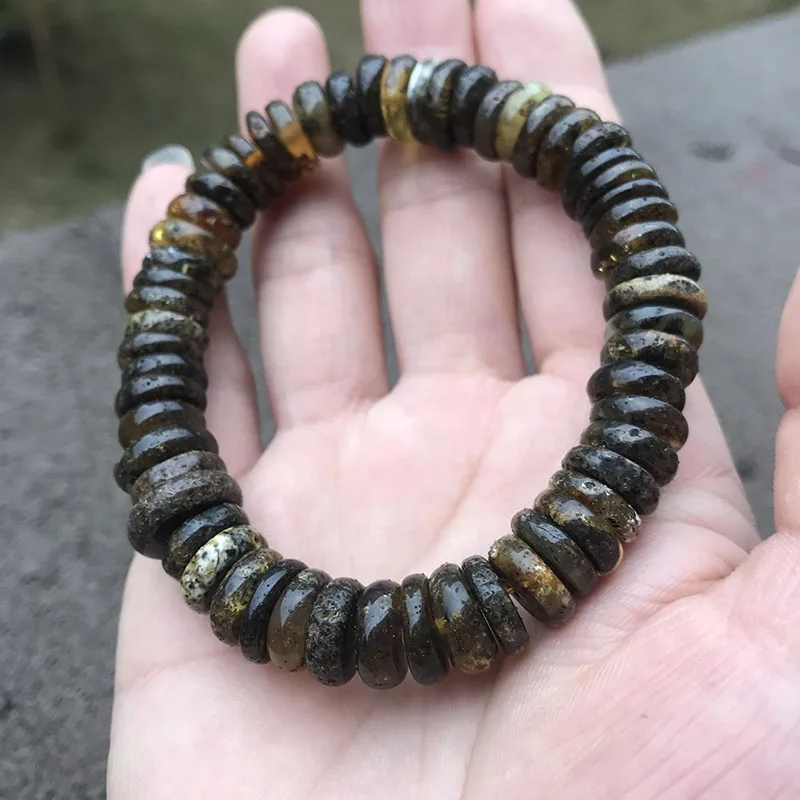 Yoowei New Green Amber Bracelet for Adult Gift Unique Handmade Plant Beads Resin Smell Natural Amber Healing Jewelry Wholesale