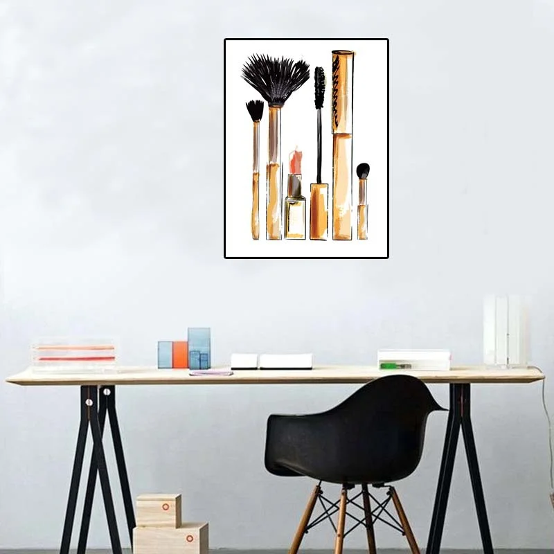Makeup brush Wall Art Painting Pictures Art Print Fashion Makeup Brush Art Poster for Living Room Decor