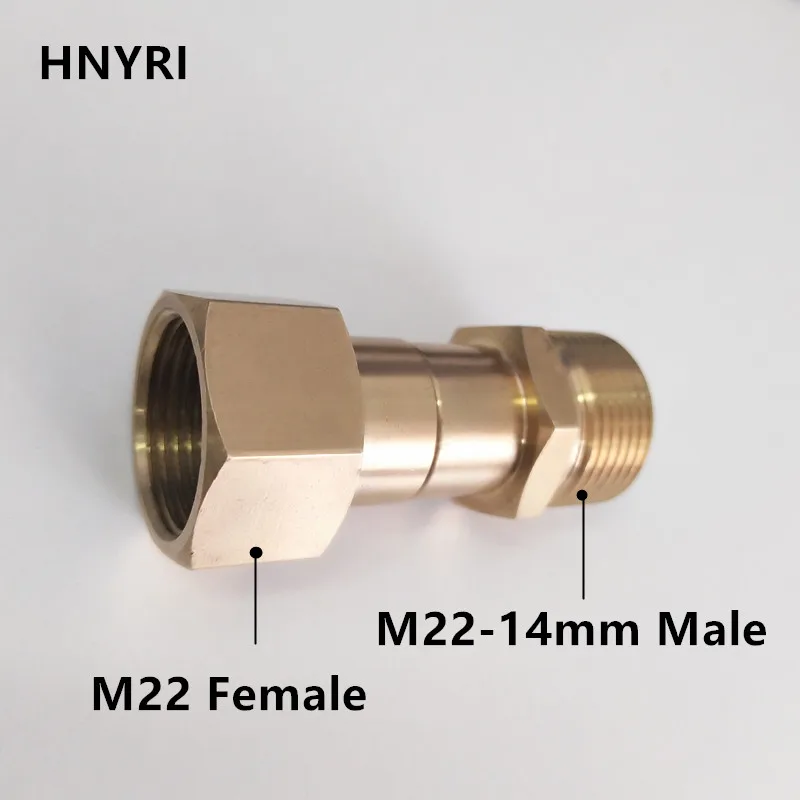 

HNYRI Washer Adapter Swivel M22 Female with M22 14MM Male Brass Thread Connect to Pressure Hose or Foam Gun Washing Pipe Machine