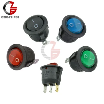 

Mini 3Pin Round Push Button Switch On-Off SPDT Toggle Rocker Switch Red LED Light Indicator Embedded 6A 250V 10A 125V AC