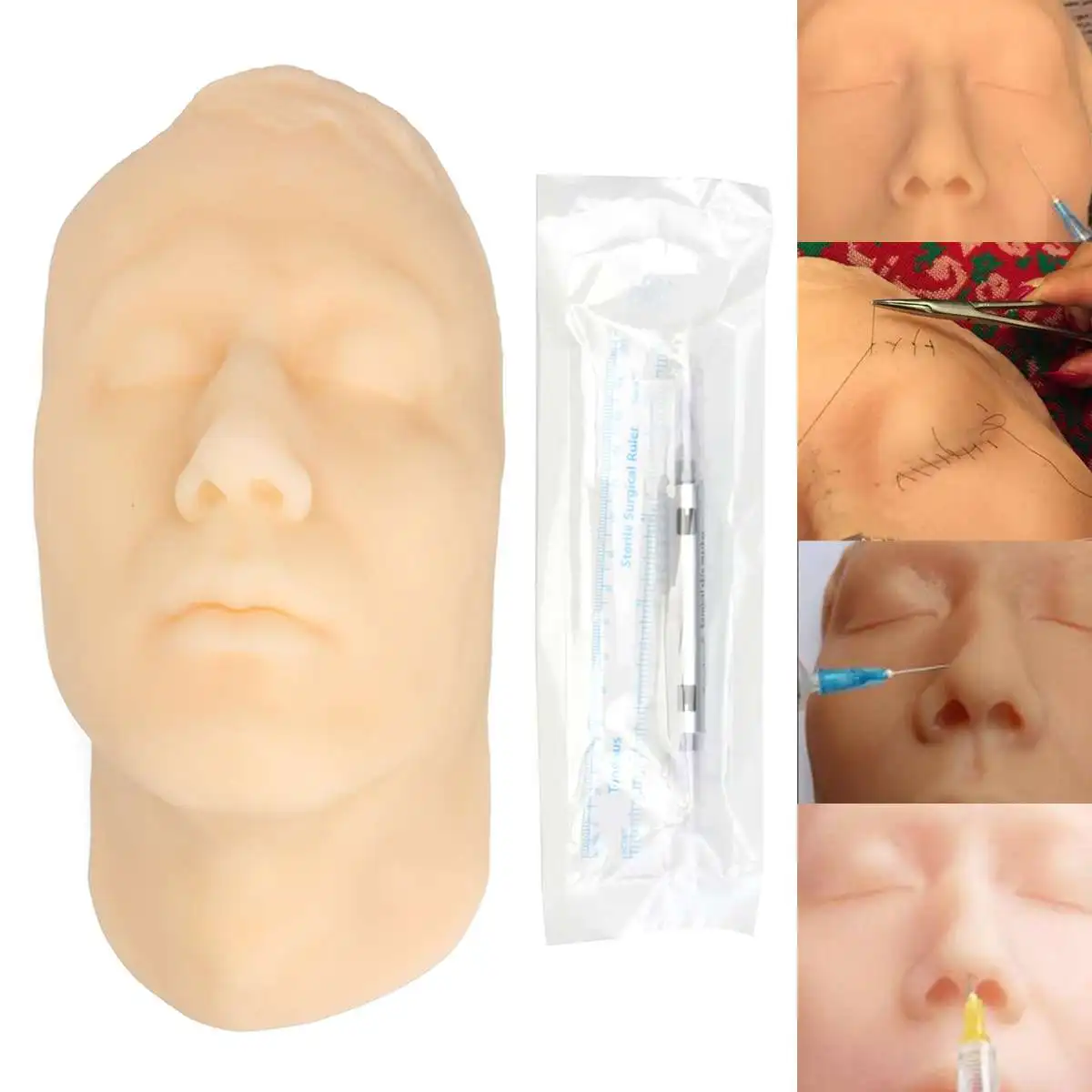

1 Set Silicone Skin Suture Facial Model Head Medical Mini-plastic Surgery Learning Practice Tools Medical Science Suture Model